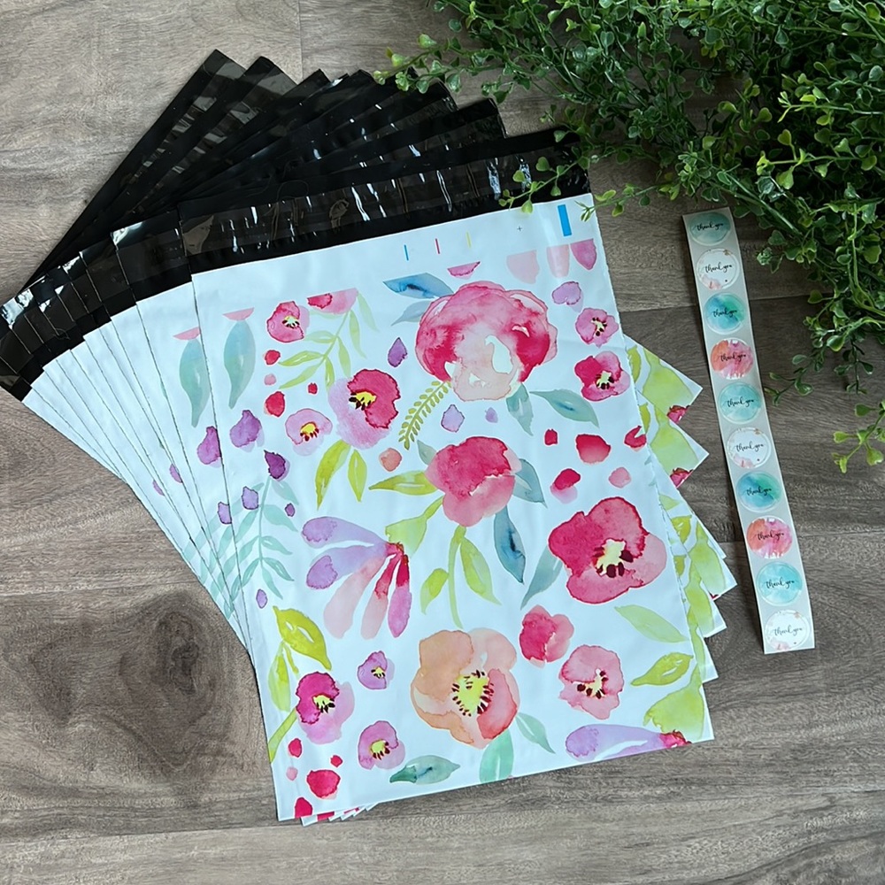 3/$20📦 10 Poly mailers shipping bags- 10x13” - Watercolour floral print - Picture 4 of 6